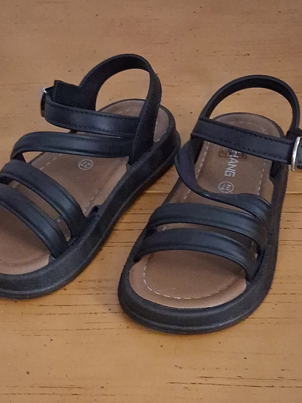 Black Strappy Kids Sandals with Buckle